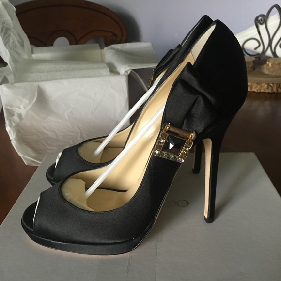‼️ FIRM‼️ Jimmy Choo Grant Satin Black Size 39 - Picture 3 of 8